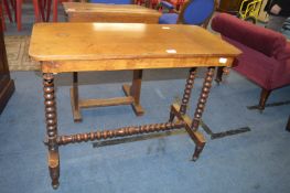 Victorian Side Table on Bobbin Turned Support and Brass Casters