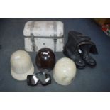 1950's Motorcycle Helmets, Boots, Goggles and Top Box