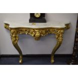 19th Century Italian Marble Topped Hall Table with Embossed Gilded Leather Decoration