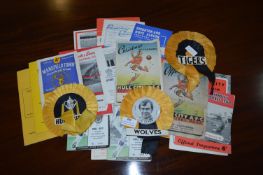 Hull City Football Programmes and Rosettes Including 1946 and Away