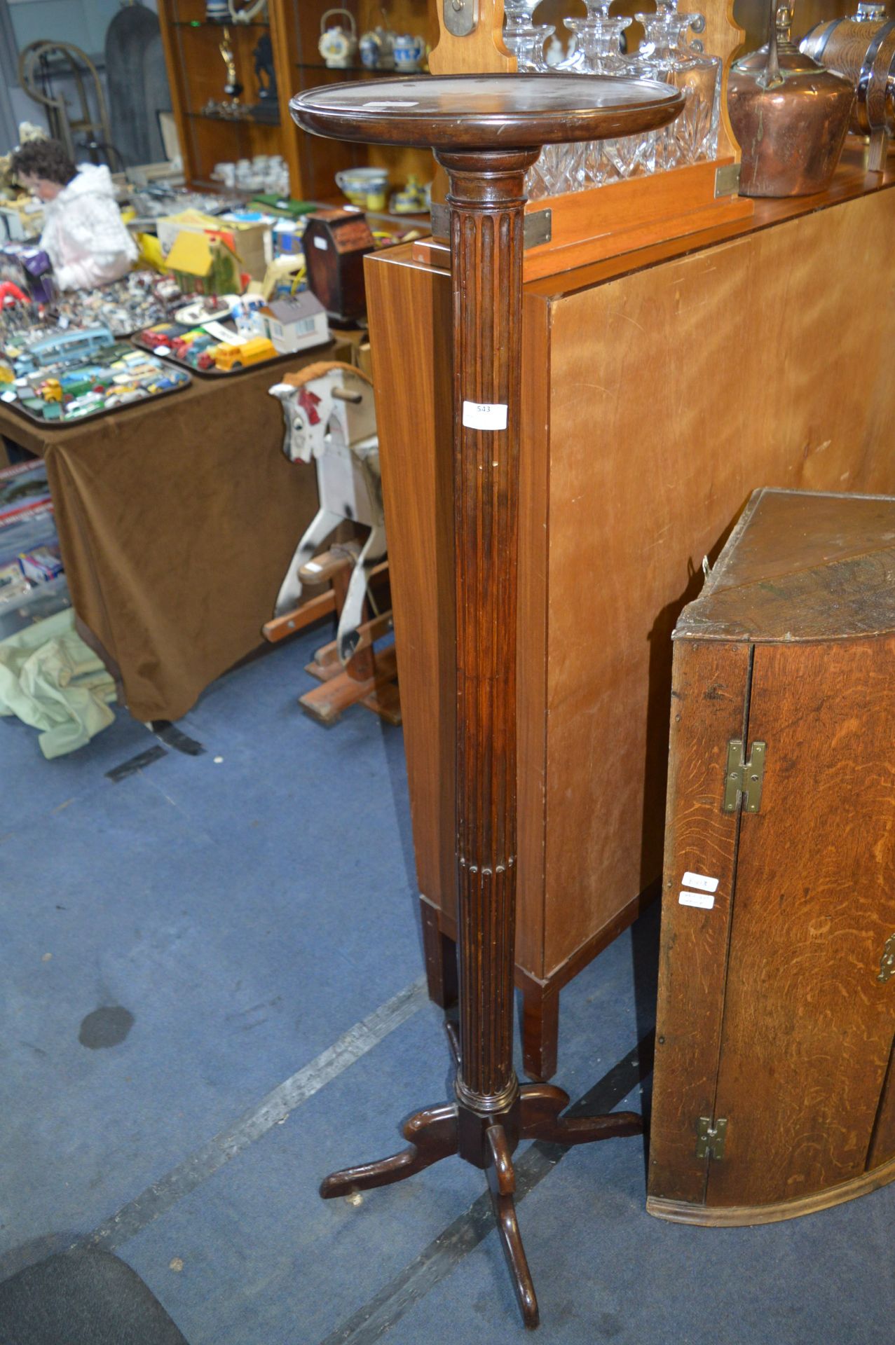 Tall Mahogany Corinthian Column Torchere Stand