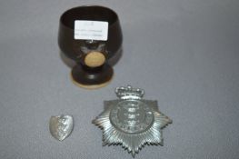 Hull City Police Helmet Badge, Pin Badge and Commemorative Beaker