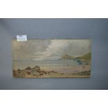 Small Oil Painting on Canvas - Coastal Scene by I. Dumbabim 1902