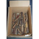Selection of Wood and Brass Carpentry Chisels etc.