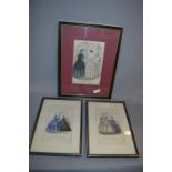 Set of Three Coloured Prints - Ladies of Fashion