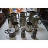 Collection of Pewter Mugs and Condiments