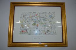 Framed Cartoon Picture - Pleasures of Grapes and Grain by Tim Bulmer
