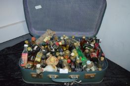 Suitcase and Contents of Miniature Spirit Bottles
