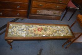 Framed Beadwork Tapestry Coffee Table on Cabriole Legs