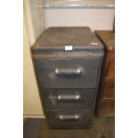 1930's Chrome & Black Three Drawer Filing Cabinet