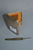 Hallmarked Silver Cigarette Case and a Silver Knife Blade - Approx 92g