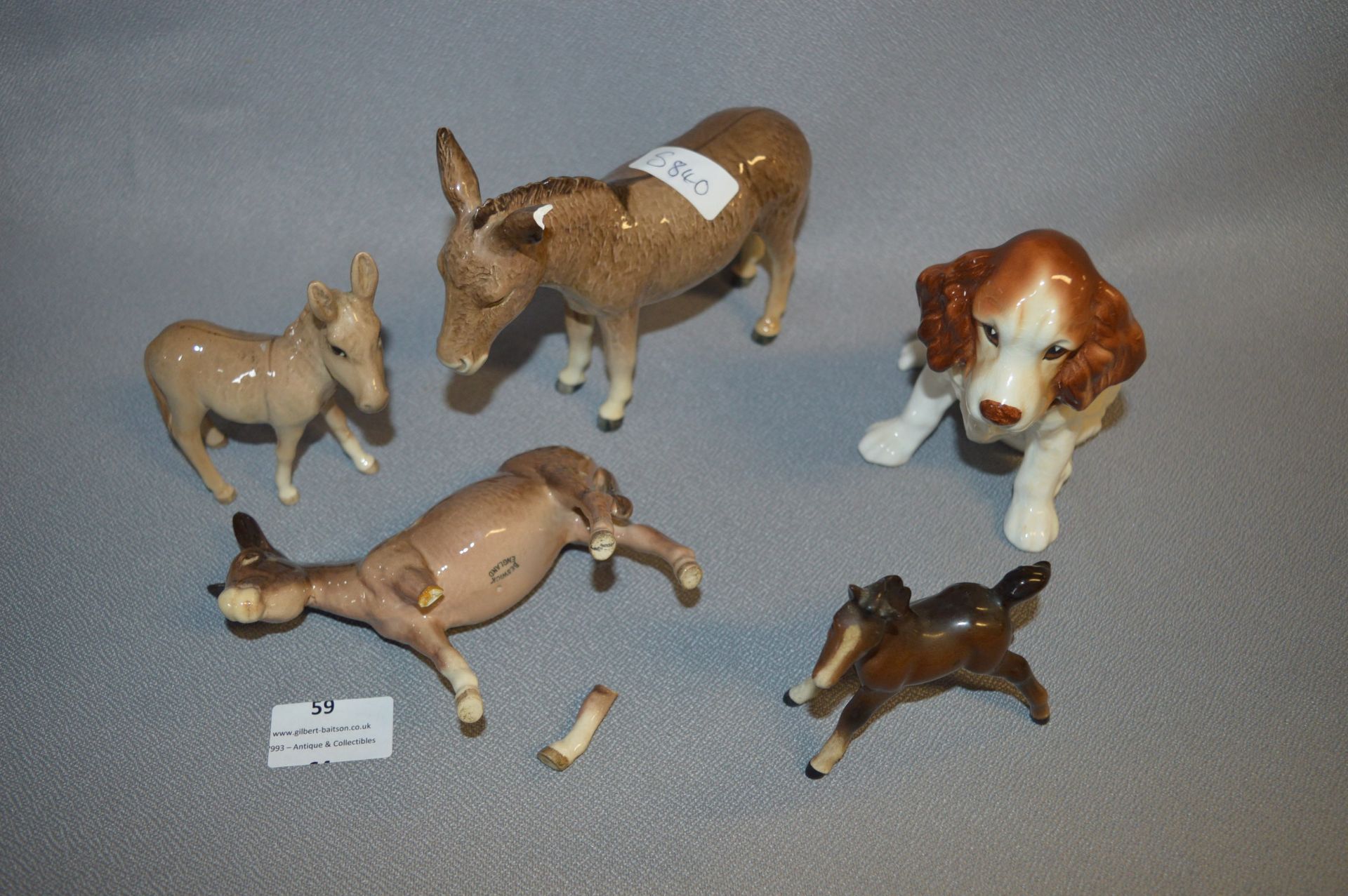 Selection of Beswick Donkeys and Other Figurines (At Fault)