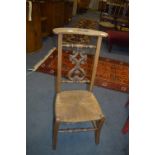 Pine Rush Seated Chair with Carved Panel Back
