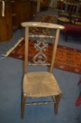 Pine Rush Seated Chair with Carved Panel Back