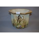 Large Bird & Lily Pond Decorated Jardiniere