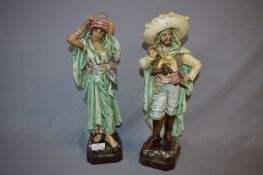 Pair of Continental Pottery Figurines - Gypsies