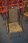 Victorian Folding Chair with Upholstered Panel Back and Seat