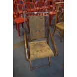 Victorian Folding Chair with Upholstered Panel Back and Seat