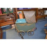 1930's Green Wood Bodied Dolls Pram