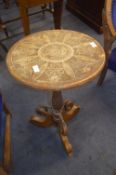 Carved Circular Topped Side Table with Twist Column and Carved Dolphin Feet