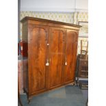 Mahogany Veneered Triple Wardrobe with Fitted Interior