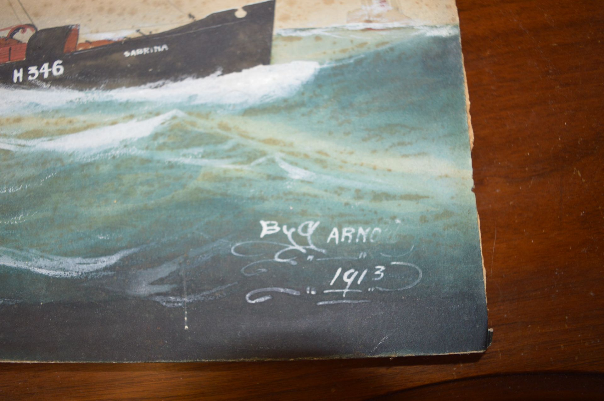 Watercolour on Board - The S.T Sabrina North Sea by J. Arnold 1913, and a Photo Print - Arctic Corsa - Image 2 of 2