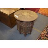 Carved Indian Teak Wood Side Table