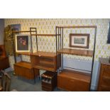 Avalon Teak Ladderax Style Three Section Wall Unit with Three Cupboards and Shelves