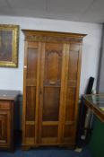 Edwardian Oak Wardrobe with Single Door and Paneled Front