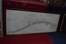 Large Framed British Transport Commision Plan of Docks at Hull