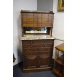 Multidrawer Dentists Cabinet with Six Drawer, Two Doors Base, Marbled Top and Ten Drawer Cabinet Ove