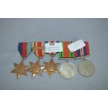 WWII Group of Five Medals Including Three Stars, 39/45, Africa, France and Germany