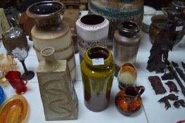 Collection of Six West German Pottery Vases and a Studio Pottery Lamp Base