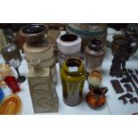 Collection of Six West German Pottery Vases and a Studio Pottery Lamp Base