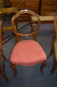 Victorian Mahogany Balloonback Dining Chair on Cabriole Legs with Pink Upholstered Seat