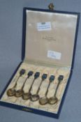 Cased Set of Silver Spoons with Enamel Tips Vardo - approx 60g
