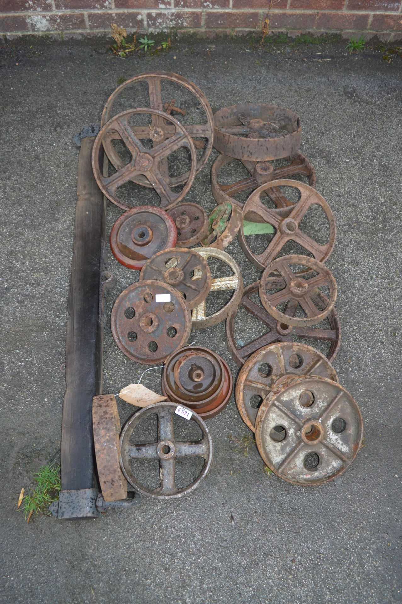 Quantity of Vintage Industrial Cast Iron Wheels
