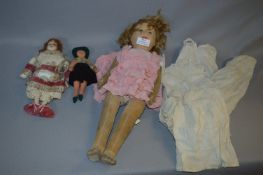 Chad Valley Hygienic Toy Felt Doll, Small Pot Doll and a Ragdoll