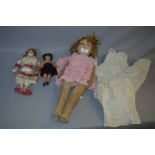 Chad Valley Hygienic Toy Felt Doll, Small Pot Doll and a Ragdoll