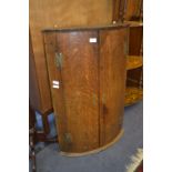 Georgian Oak Quarter Round Wall Hanging Corner Cabinet