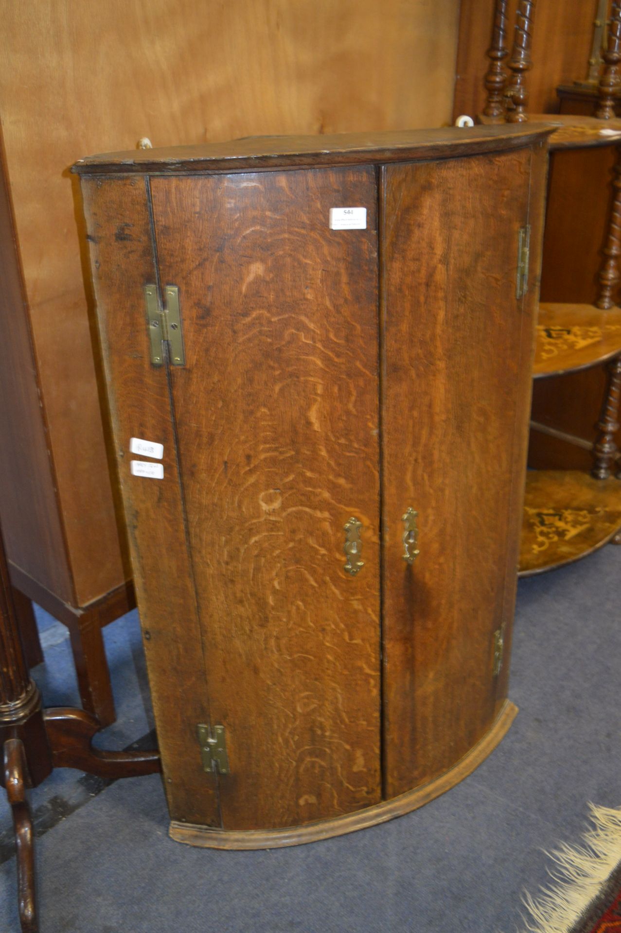 Georgian Oak Quarter Round Wall Hanging Corner Cabinet