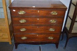 Georgian Four Height Chest of Drawers on Bracket Feet with Brass Handles
