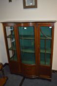 Edwardian Mahogany Display Cabinet with Bowed Glass Central Panel