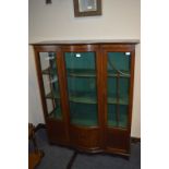 Edwardian Mahogany Display Cabinet with Bowed Glass Central Panel