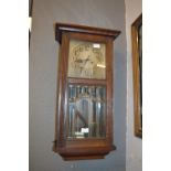 Oak Cased Wall Clock with Bevelled Glass Panels