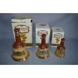 Set of Three Graduating Wade Bells Scotch Whiskey Decanters - Celebration Scotch