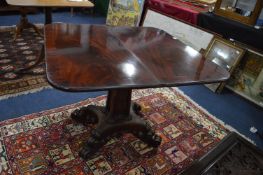Victorian Mahogany Fold Over Tea Table on Single Pedestal Base