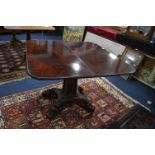 Victorian Mahogany Fold Over Tea Table on Single Pedestal Base