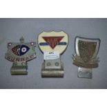 Three Vintage Car Grill Badges - Alvis Owners Club, Sunbac and Coronation 1953