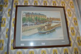 Limited Edition Geoff Woolston Signed Print - Horse Wash Hull 1949